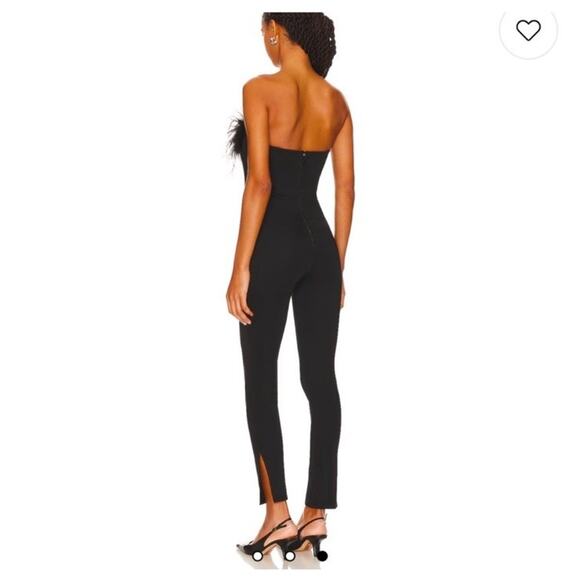 Alice + Olivia Idell Strapless Feather Trim Zip Jumpsuit Black Women’s Size 6 - Picture 2 of 10